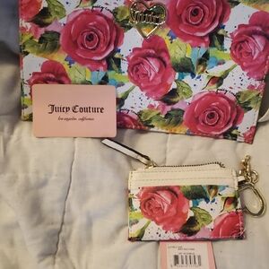 Juicy Couture Rose Print Bag and Card Holder